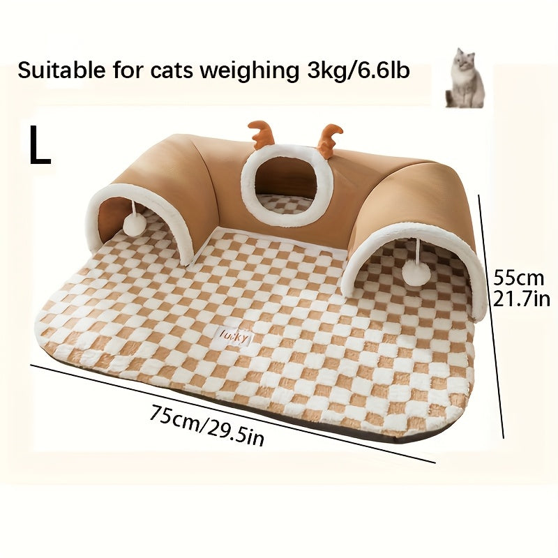 Cama túnel cómoda para gatos con diseño para jugar y dormi.