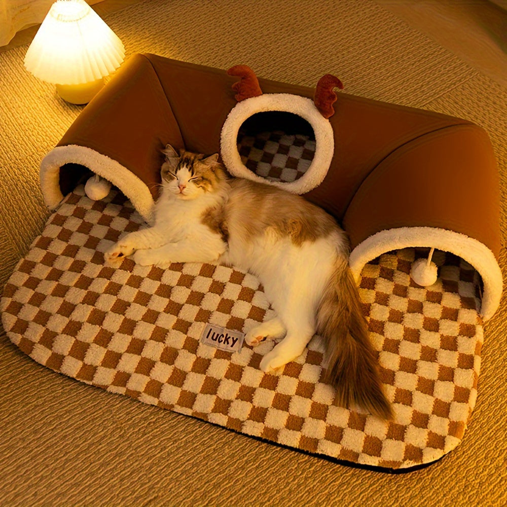 Cama túnel cómoda para gatos con diseño para jugar y dormi.