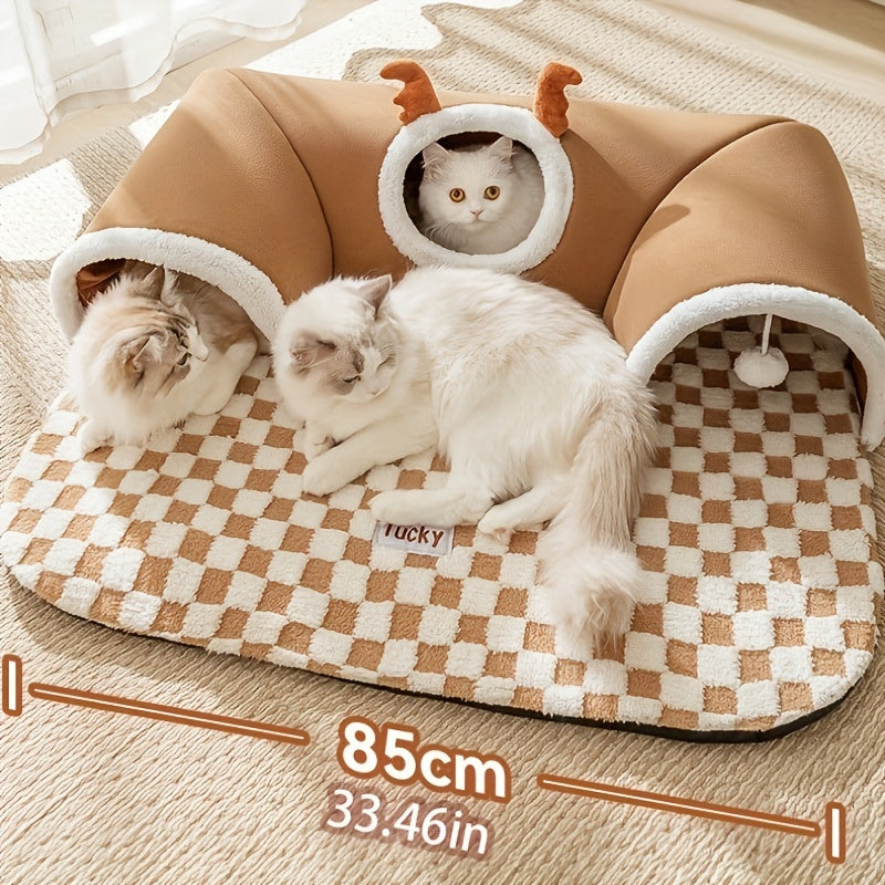 Cama túnel cómoda para gatos con diseño para jugar y dormi.