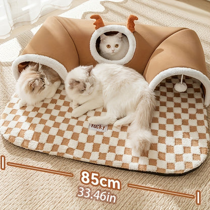 Cama túnel cómoda para gatos con diseño para jugar y dormi.