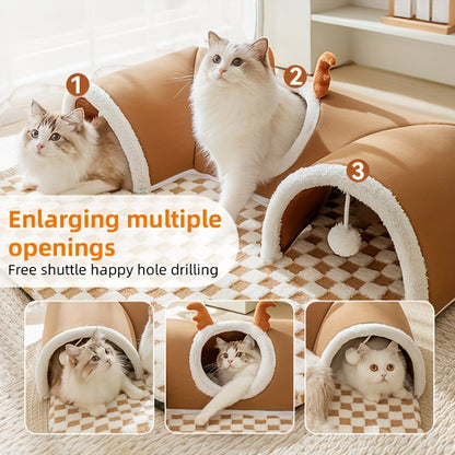 Cama túnel cómoda para gatos con diseño para jugar y dormi.