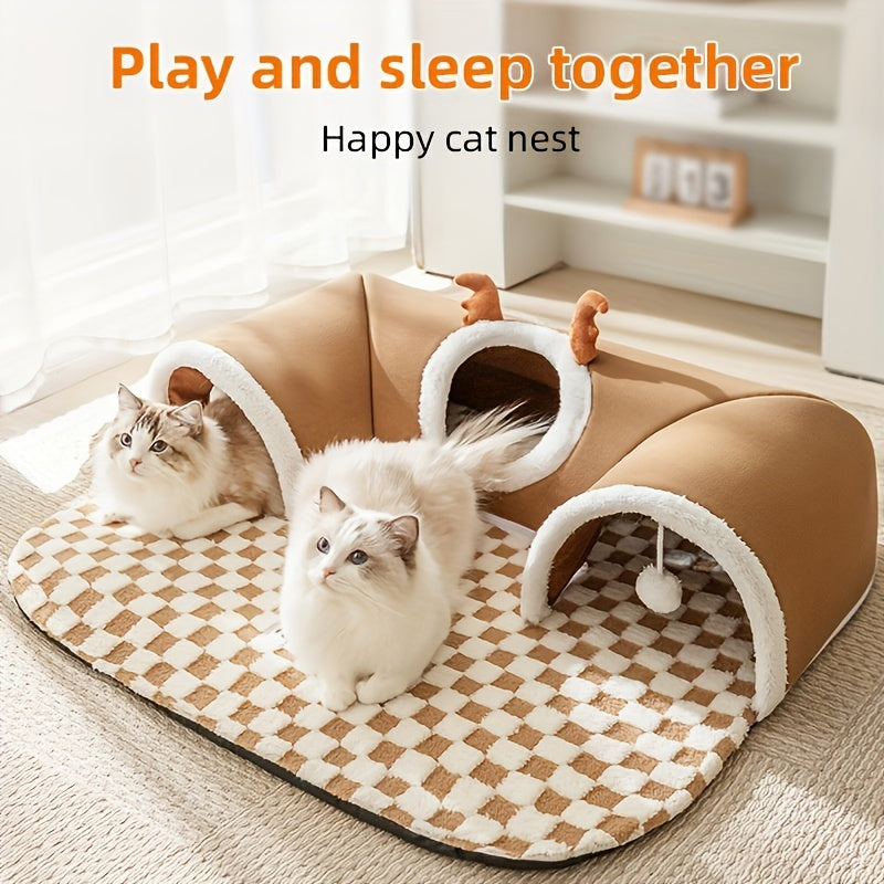 Cama túnel cómoda para gatos con diseño para jugar y dormi.