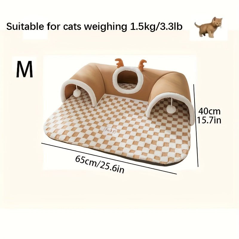 Cama túnel cómoda para gatos con diseño para jugar y dormi.