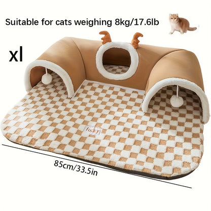 Cama túnel cómoda para gatos con diseño para jugar y dormi.